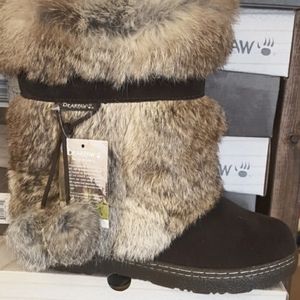 Bearpaw Real Fur Tassle Boot Water Shedding Fur Winter Shearling Tama Boot  NWT